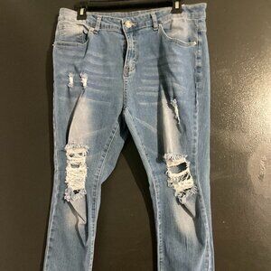 Ankle length Denim jeans misses XL frayed ankle